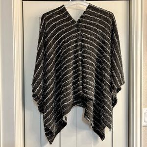 IC by Connie K Women’s Knit Poncho Wool Blend Medium Striped Boho Sweater Wrap